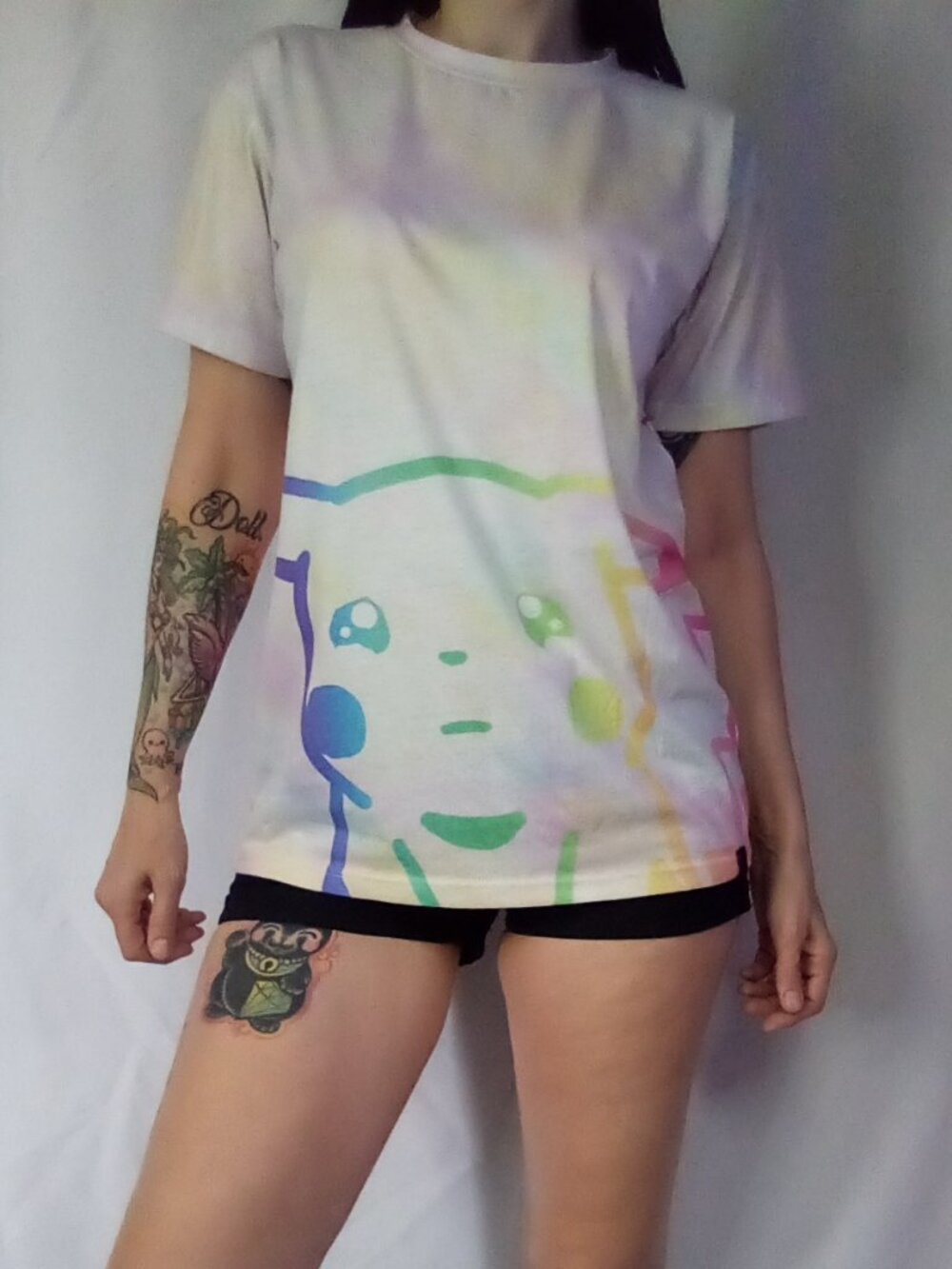 Pink City X Uguu Apparel Crybaby Rainbow Pikachu & Ash Ketchum T-Shirt.